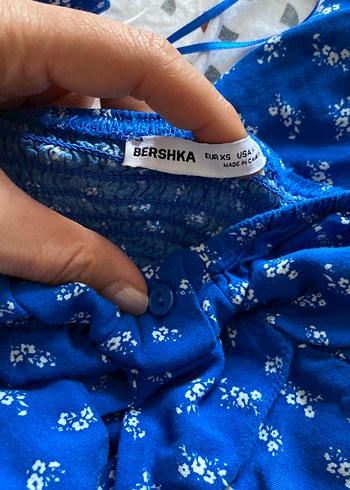 Mavi Fırfırlı V Yaka Midi Elbise - Görsel 3