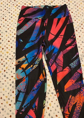 Kadın Çok Renkli Tie-Dye Desenli Uzun Tayt - Görsel 2