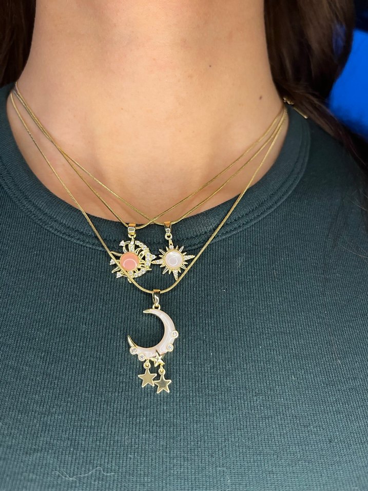 Mini Beyaz Zincir Detaylı Kadın Kolye - Görsel 2