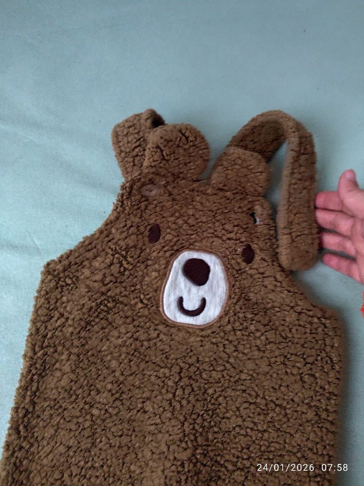 Örgü Kahverengi Erkek Bebek Tulumu - Görsel 2