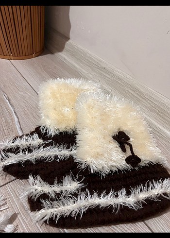 Kızlar için Kürklü Bohem Yün patik - Görsel 2