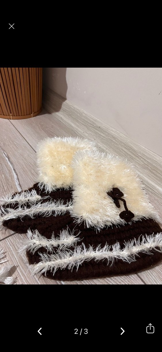 Kızlar için Kürklü Bohem Yün patik - Görsel 2