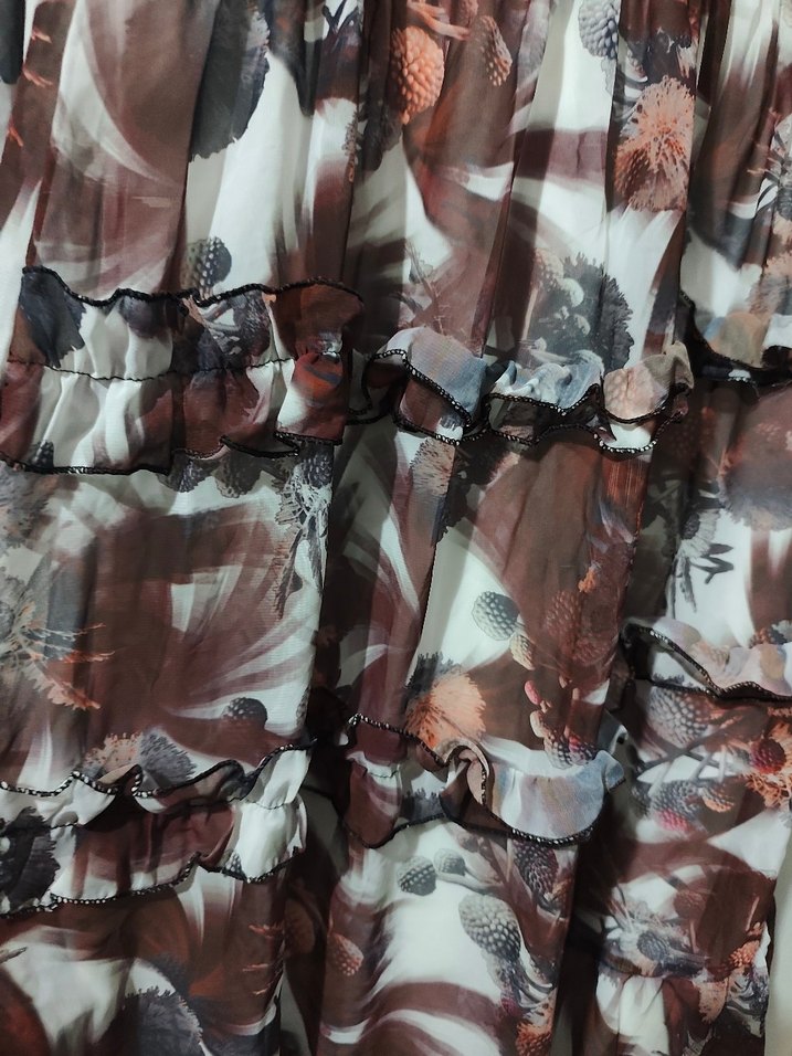 Gri V Yaka Bohem Uzun Elbise - Görsel 2