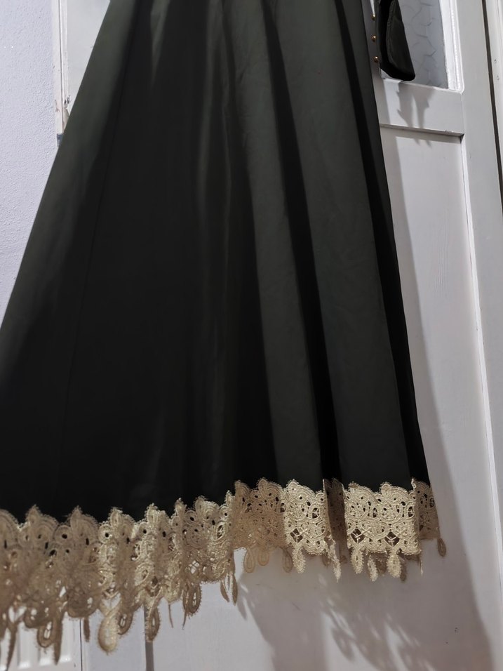 Düğmeli Uzun Kollu Haki Kadın Elbise - Görsel 2