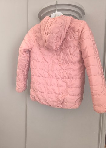 Kız Çocuk Pembe Kapüşonlu Fermuarlı mont - Görsel 4