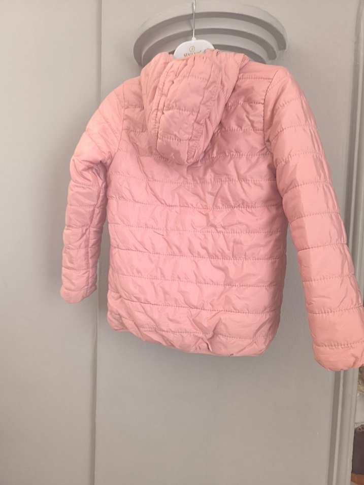 Kız Çocuk Pembe Kapüşonlu Fermuarlı mont - Görsel 4