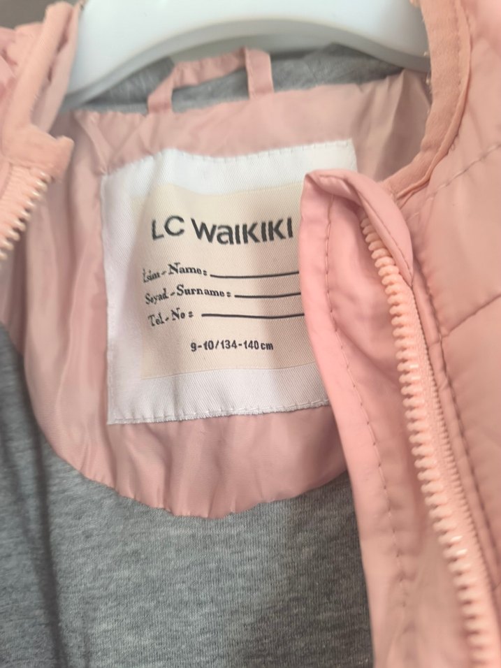 Kız Çocuk Pembe Kapüşonlu Fermuarlı mont - Görsel 3