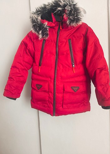 Kürk Detaylı Kırmızı Erkek Çocuk Mont - Görsel 2