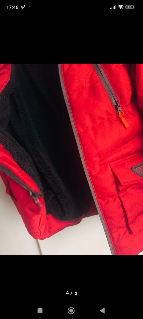 Kürklü Kapüşonlu Koyu Kırmızı Erkek Çocuk Mont - Görsel 4