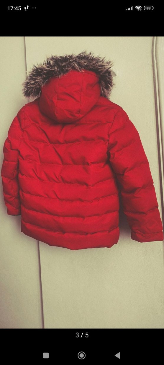 Kürklü Kapüşonlu Koyu Kırmızı Erkek Çocuk Mont - Görsel 3