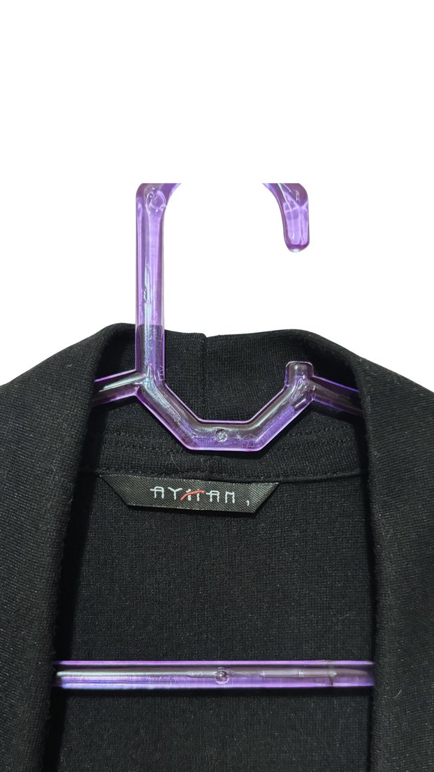 Degaje Yaka Siyah Midi Elbise - Görsel 3