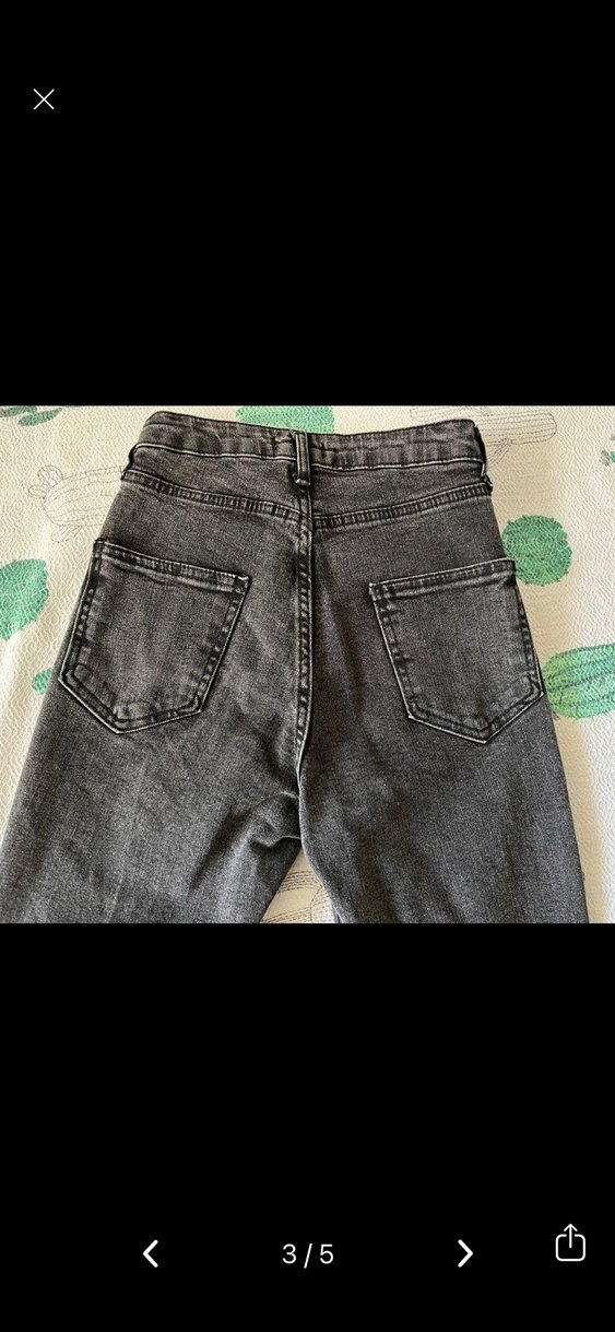 Gri Yırtmaç Paçalı Kadın Denim Pantolon - Görsel 3