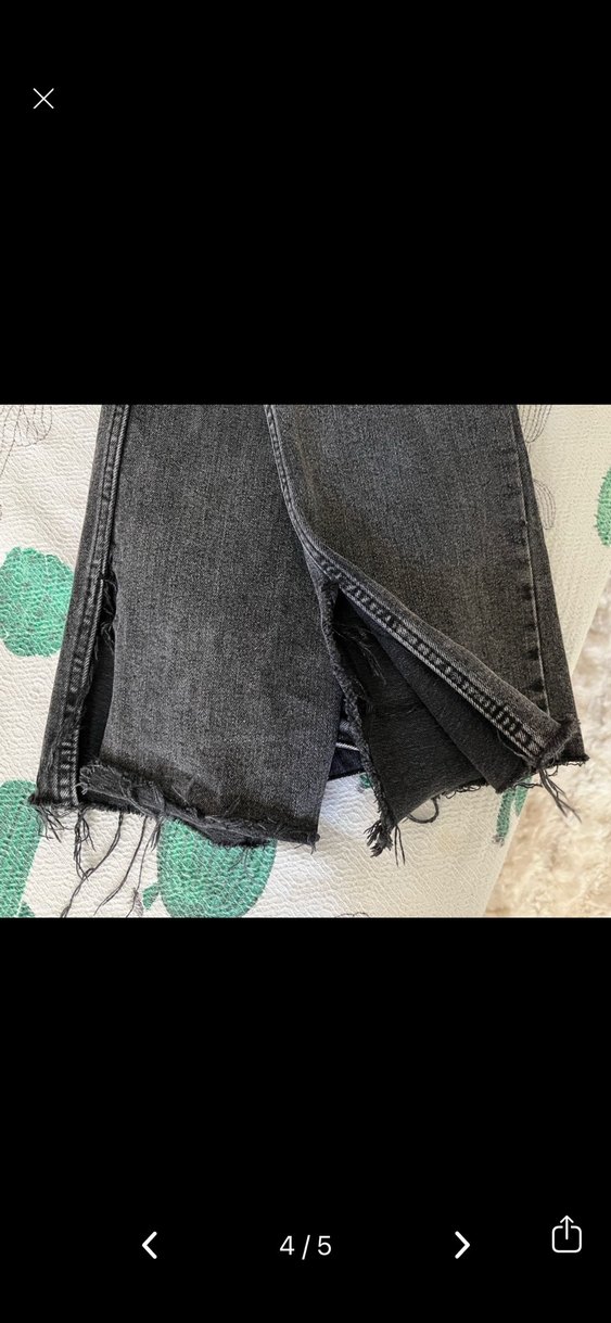 Gri Yırtmaç Paçalı Kadın Denim Pantolon - Görsel 4