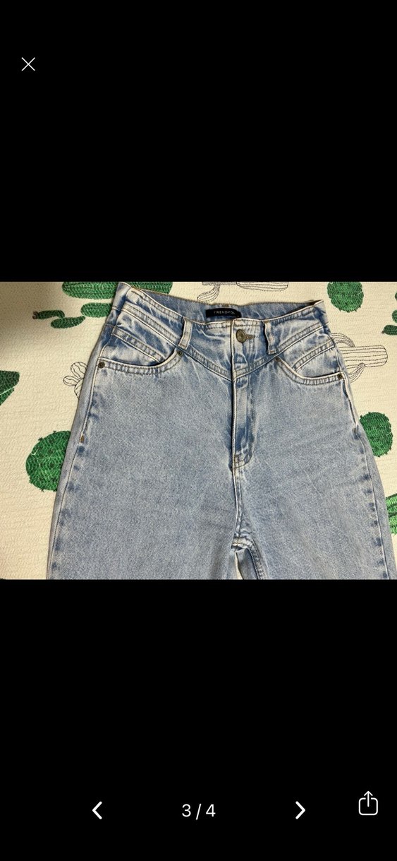 Buz Mavisi Bol Kot Pantolon - Görsel 2