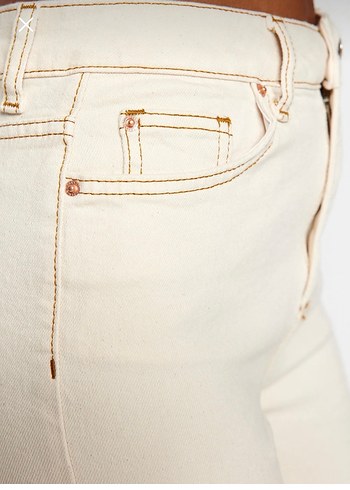 Ekru Regular Fit Midi Kadın Kot Pantolon - Görsel 5