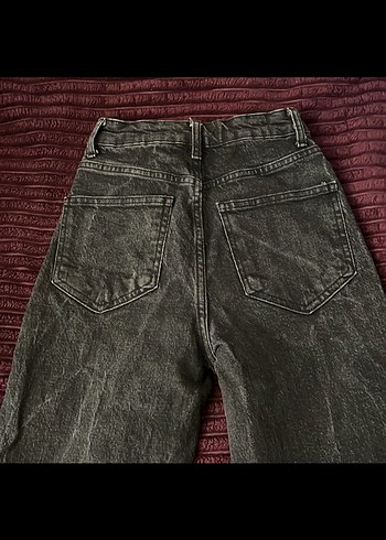 Gri Batik Desenli Denim Midi Pantolon - Görsel 3