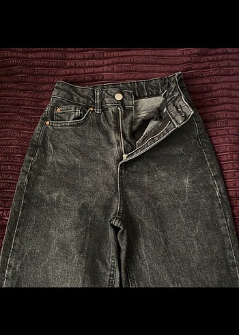 Gri Batik Desenli Denim Midi Pantolon - Görsel 2