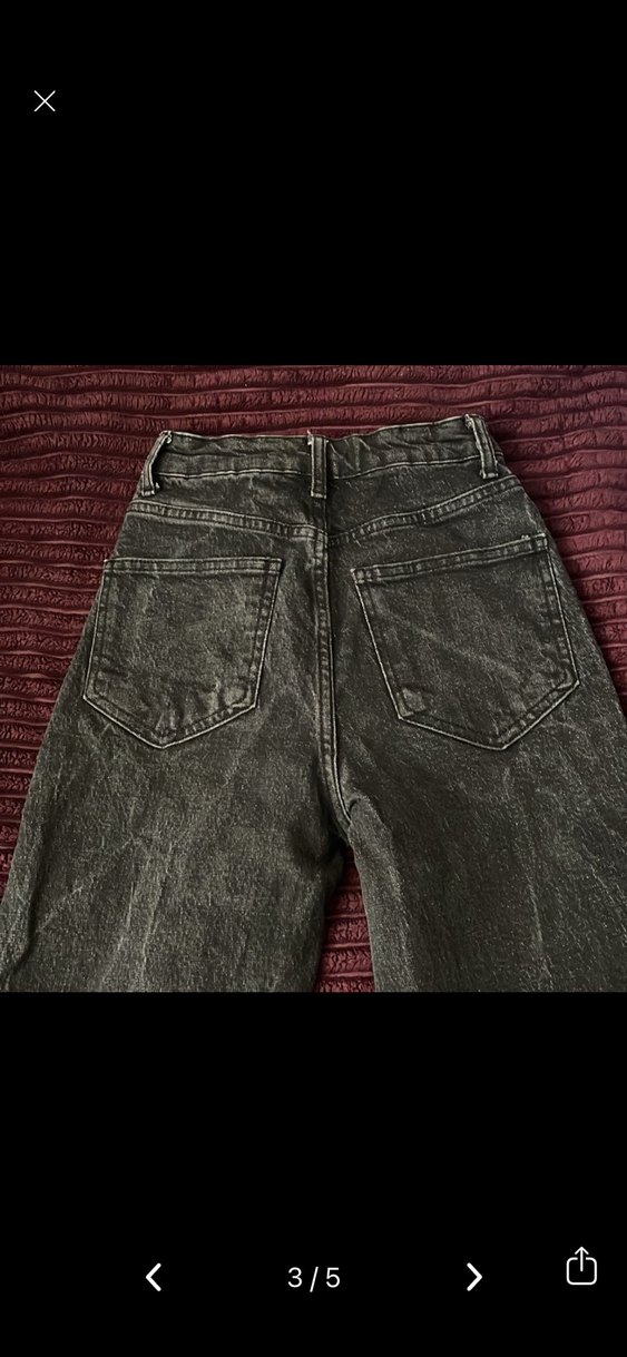 Gri Batik Desenli Denim Midi Pantolon - Görsel 3