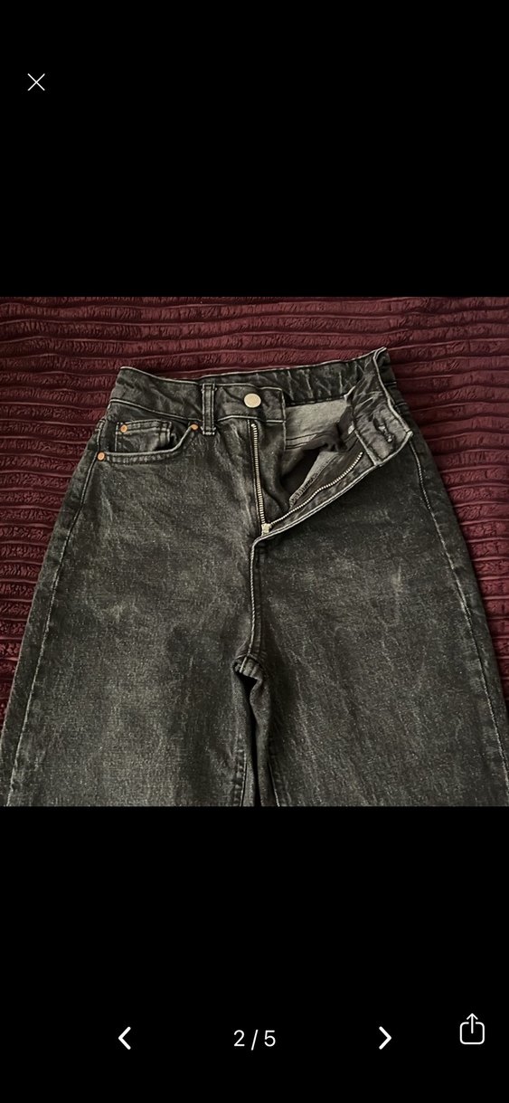 Gri Batik Desenli Denim Midi Pantolon - Görsel 2