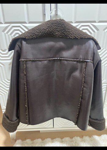 Acı Kahve Kürklü Deri Kadın Ceket - Görsel 3