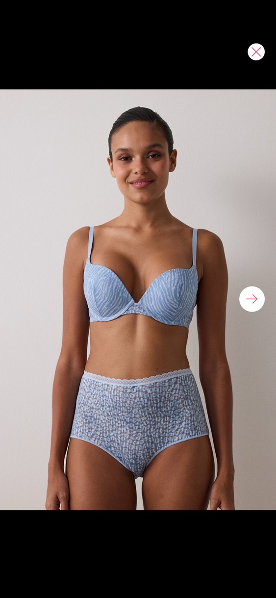 Açık Mavi Zebra Desenli Dantelli Balenli Sütyen - Görsel 2