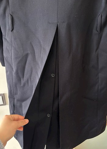 Düğmeli Vintage Lacivert Midi Erkek Kaban - Görsel 4