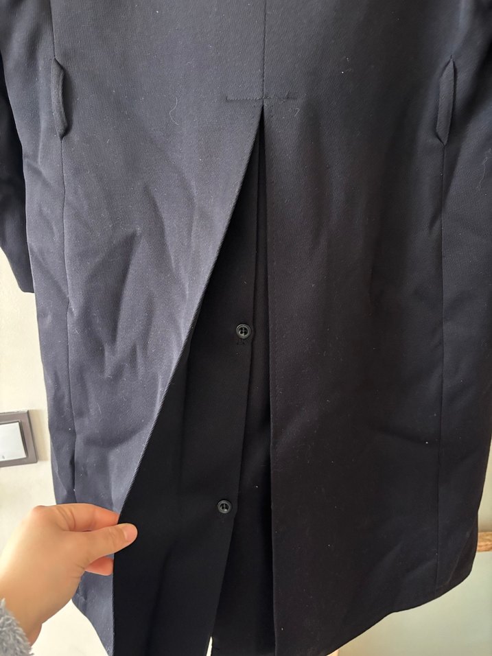 Düğmeli Vintage Lacivert Midi Erkek Kaban - Görsel 4