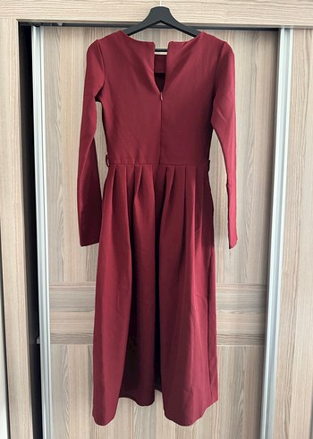 Bordo Uzun Kollu Kadın Elbise - Görsel 3