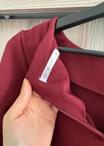 Bordo Uzun Kollu Kadın Elbise - Görsel 4