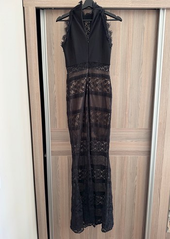 Siyah Dantel Uzun Gece Elbise - Görsel 2