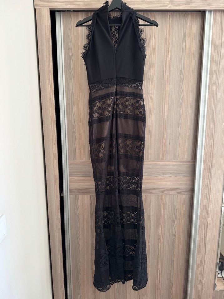 Siyah Dantel Uzun Gece Elbise - Görsel 2