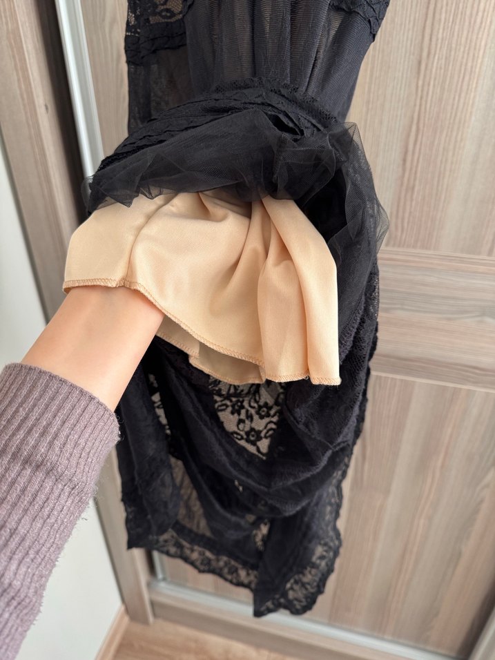 Siyah Dantel Uzun Gece Elbise - Görsel 3