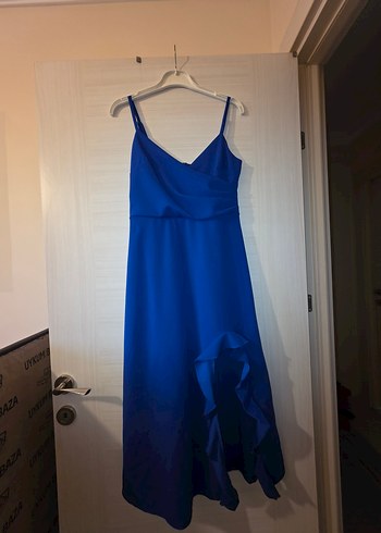 Mavi Drapeli Uzun Abiye Elbise - Görsel 4