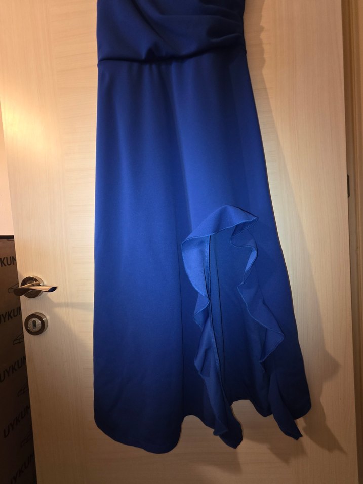 Mavi Drapeli Uzun Abiye Elbise - Görsel 2