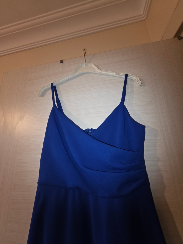 Mavi Drapeli Uzun Abiye Elbise - Görsel 3