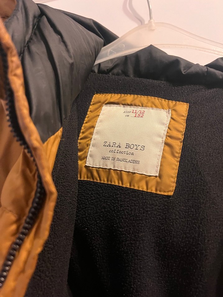 Hardal Rengi Düğmeli Erkek Çocuk Kışlık Mont - Görsel 2