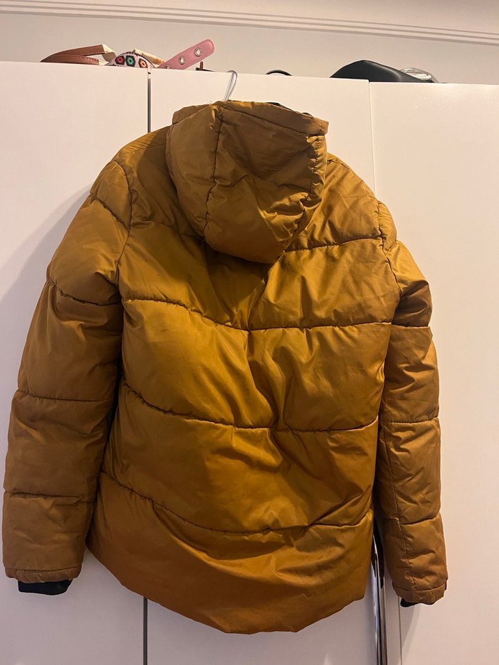 Hardal Rengi Düğmeli Erkek Çocuk Kışlık Mont - Görsel 3