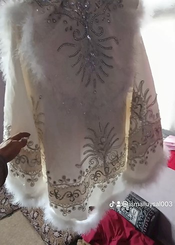 Bohem Nakışlı Beyaz Kürklü Çocuk Kostümü sünnet elbisesi - Görsel 3