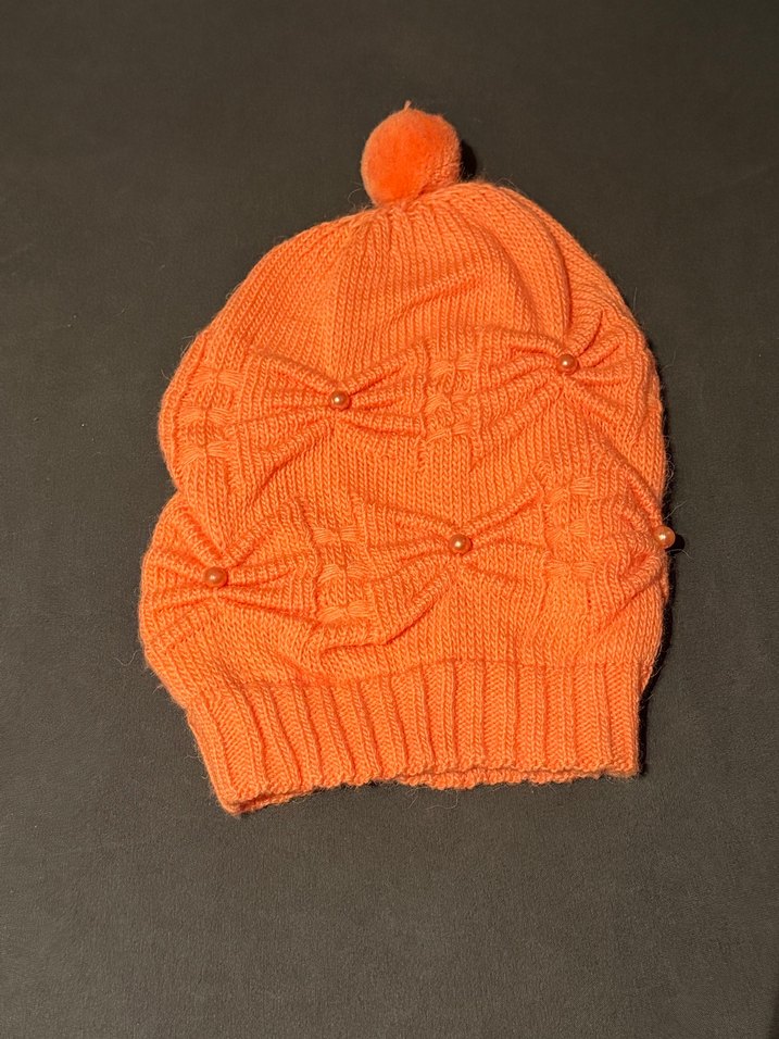 Turuncu Örgü Kadın Bere - Görsel 2