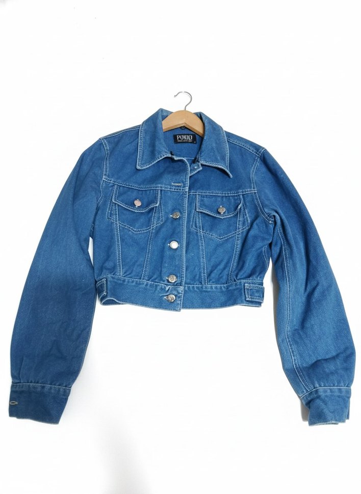 Kadın Mavi Düğmeli jean Ceket - Görsel 2