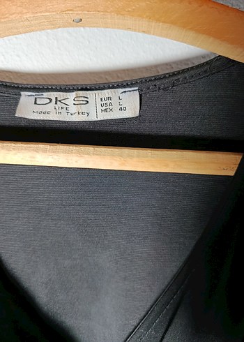 Drapeli Siyah Uzun Kollu V Yaka Elbise - Görsel 3