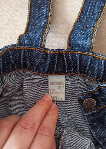 Kız Çocuk Mavi Kot Askılı Elbise - Görsel 2