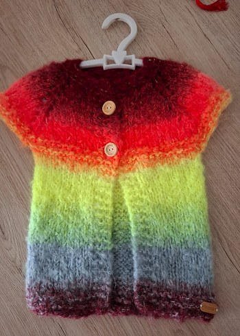 Çok Renkli Örgü Kız Yeleği - Görsel 2