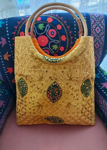 Nakışlı Boncuklu Bohem Kadın Çantası - Görsel 2