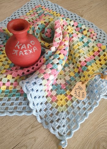 Pastel Renkli Çok Renkli Batik Desenli Örtü - Görsel 2