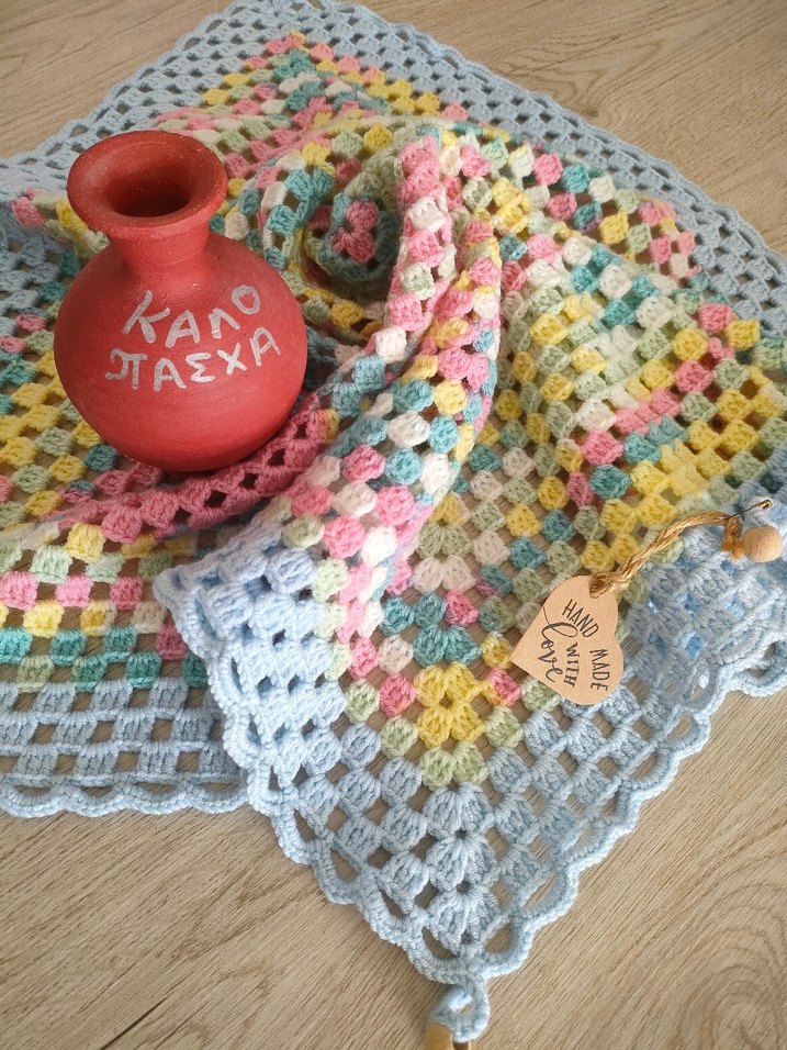 Pastel Renkli Çok Renkli Batik Desenli Örtü - Görsel 2