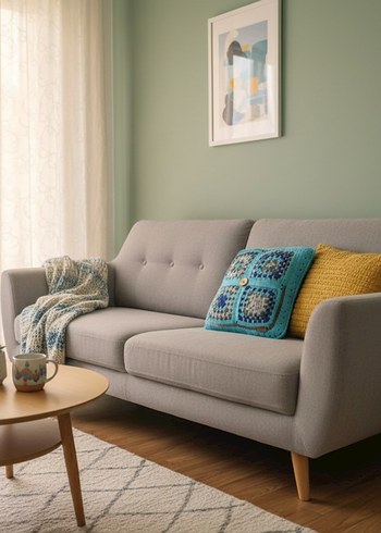 Nakışlı Bohem Turkuaz Gri Yastık Kılıfı - Görsel 2