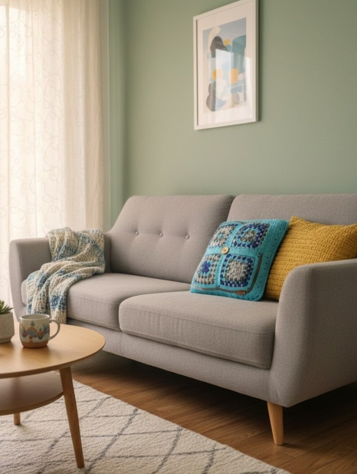 Nakışlı Bohem Turkuaz Gri Yastık Kılıfı - Görsel 2