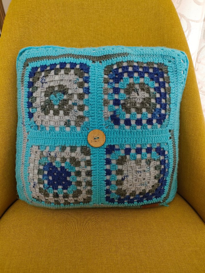 Nakışlı Bohem Turkuaz Gri Yastık Kılıfı - Görsel 3