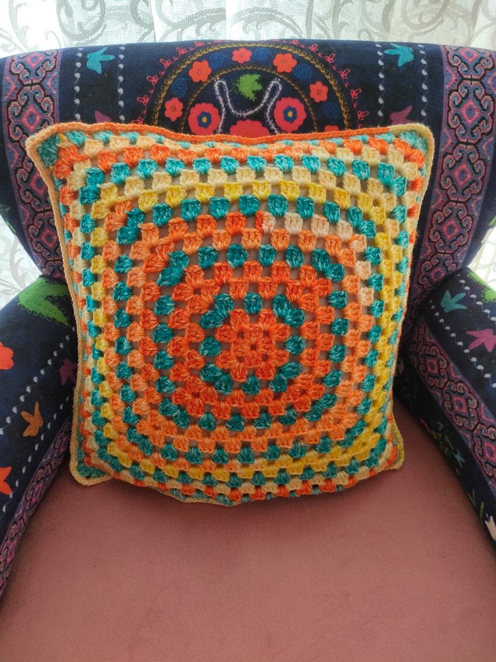 Renkli Bohem Örgü Dekoratif Yastık - Görsel 2